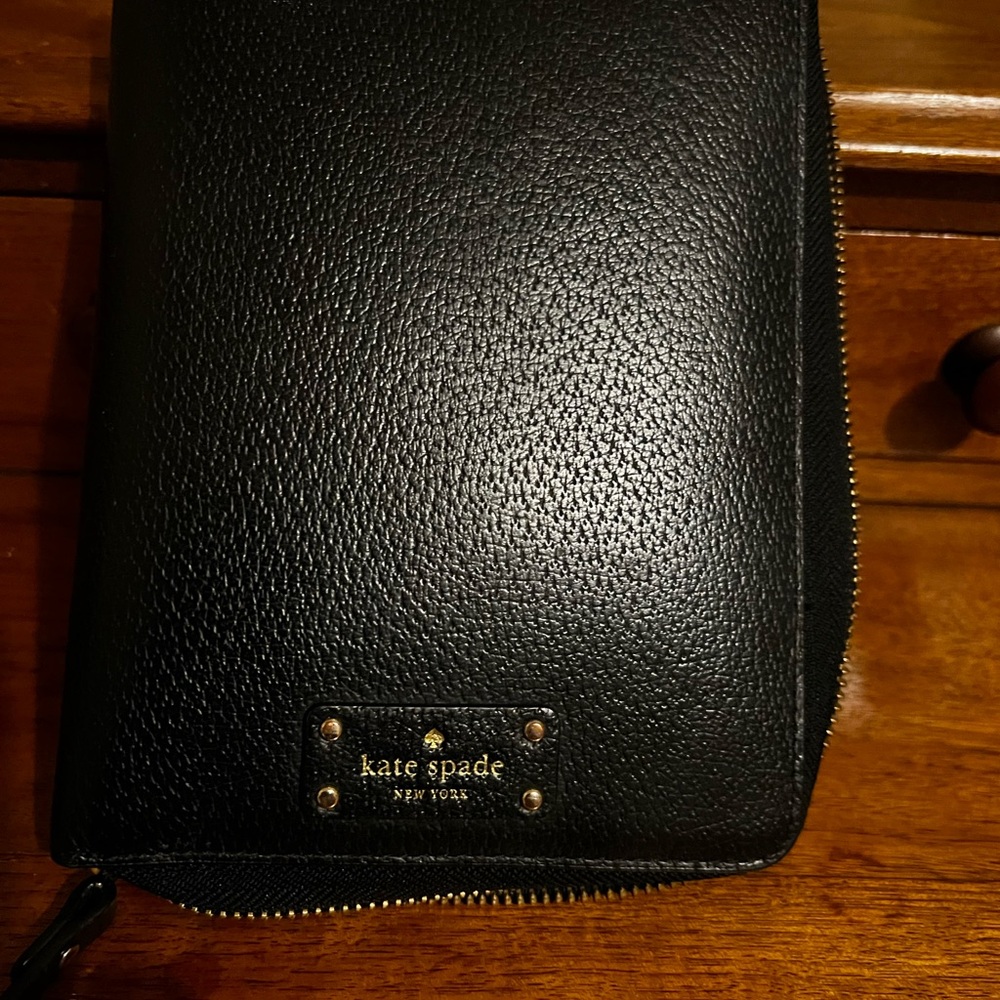 Kate Spade Black leather zip around Wallet Planner